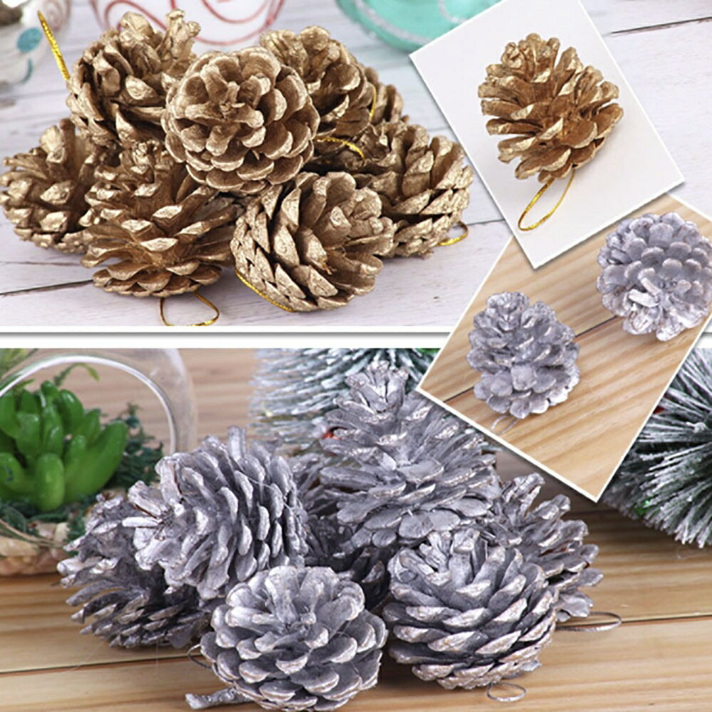 楽天市場】【人気商品】 クリスマス 松ぼっくり 6点セット シルバーor