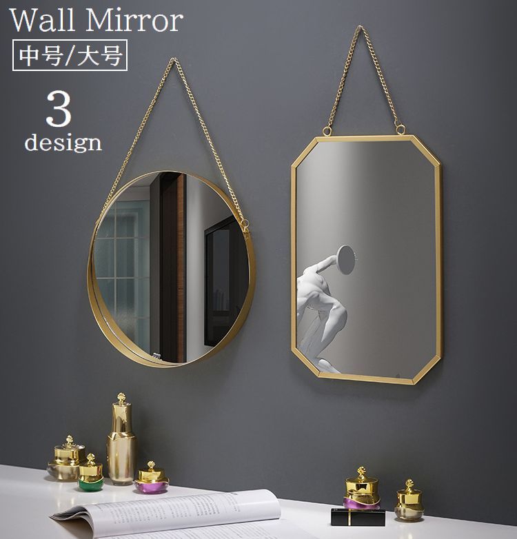 バロックスタイル 壁掛け鏡 ダークブルーと金 約40cm x 25cm 楽天市場