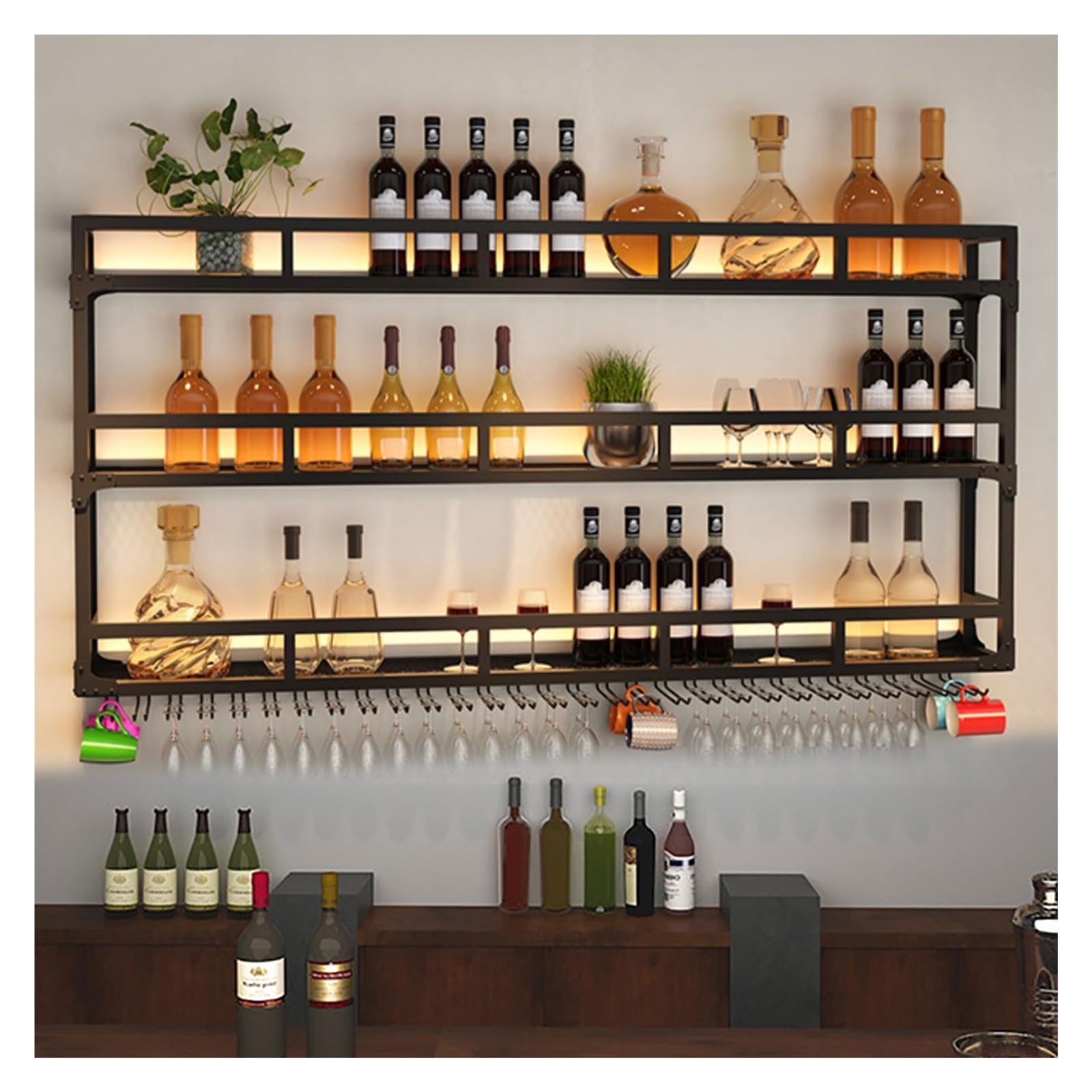 楽天市場】【P2倍☆2月限定】工業用壁掛けワインラック、ワイングラス