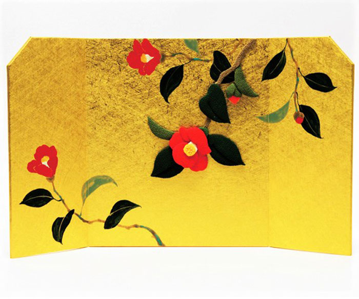 楽天市場】金屏風 桜花図 / 屏風 コンパクト ちりめん 小さい 手作り