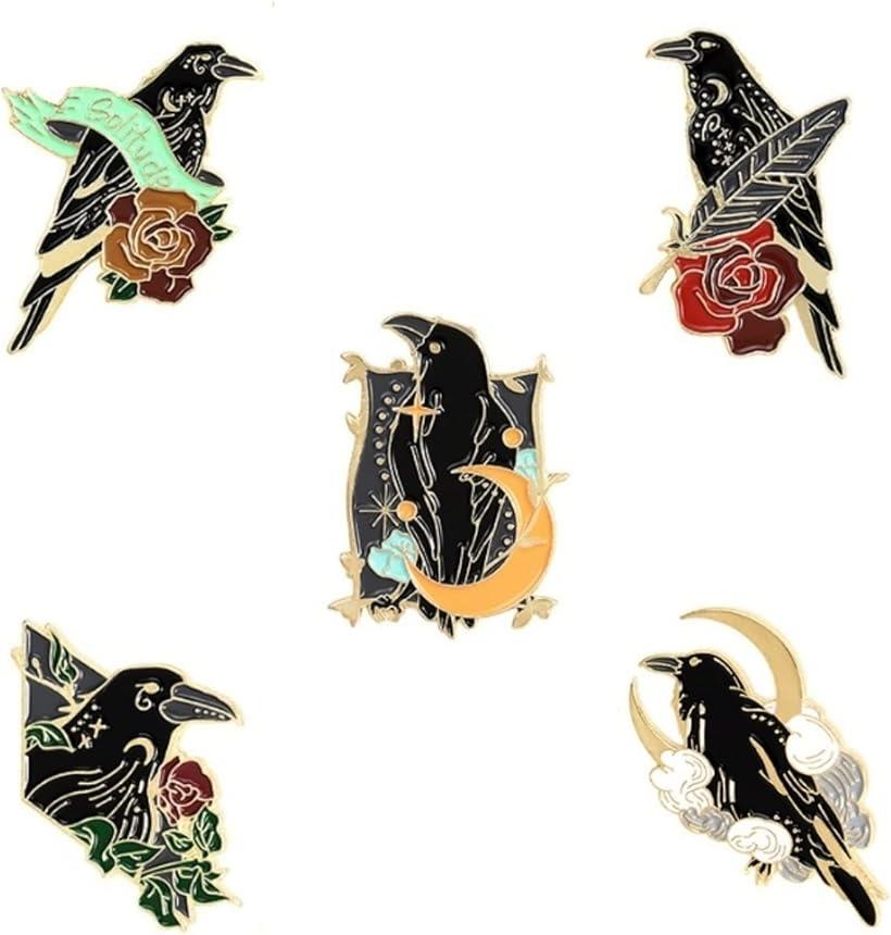 楽天市場】カラス ピンバッジ 5個セット ピンズ ブローチ タックピン