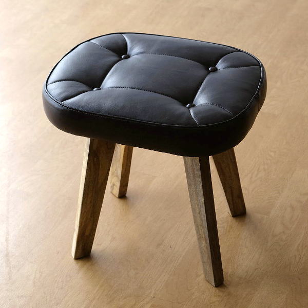楽天市場】スツール 木製 クッション おしゃれ 丸 椅子 レザー 本革