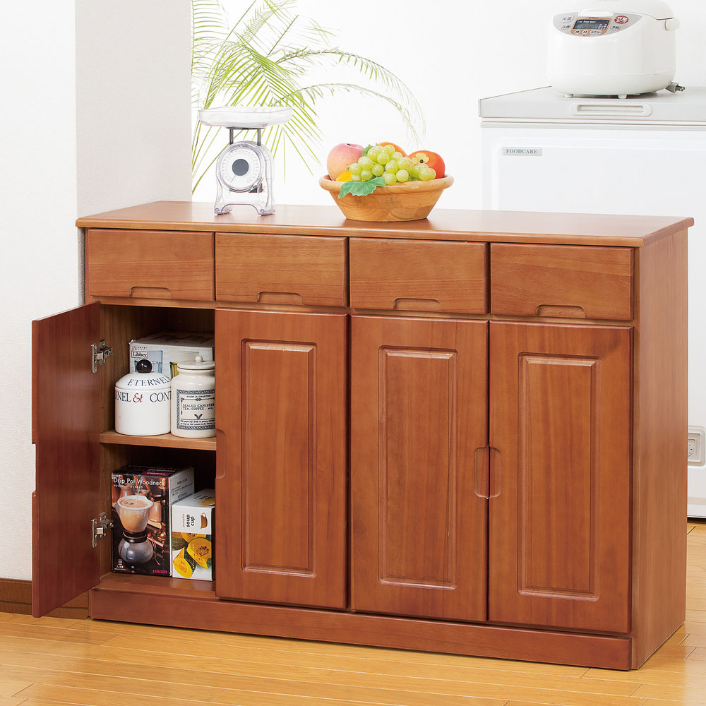 楽天市場】キッチンカウンター キッチンワゴン 4枚扉 キッチンラック