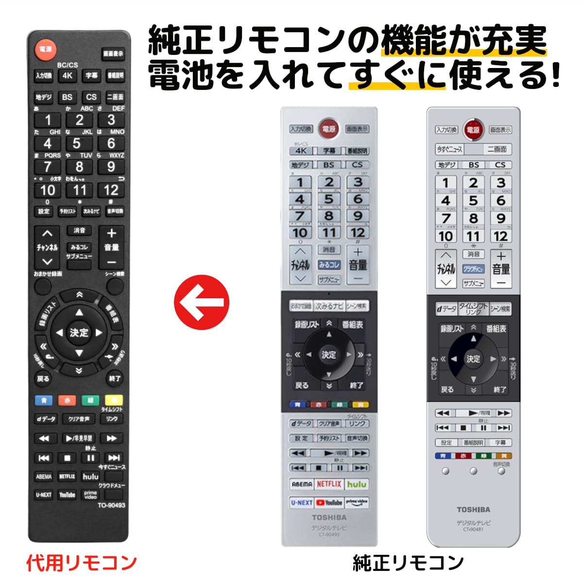 楽天市場】東芝 レグザ テレビ リモコン CT-90493 CT-90481 CT-90463