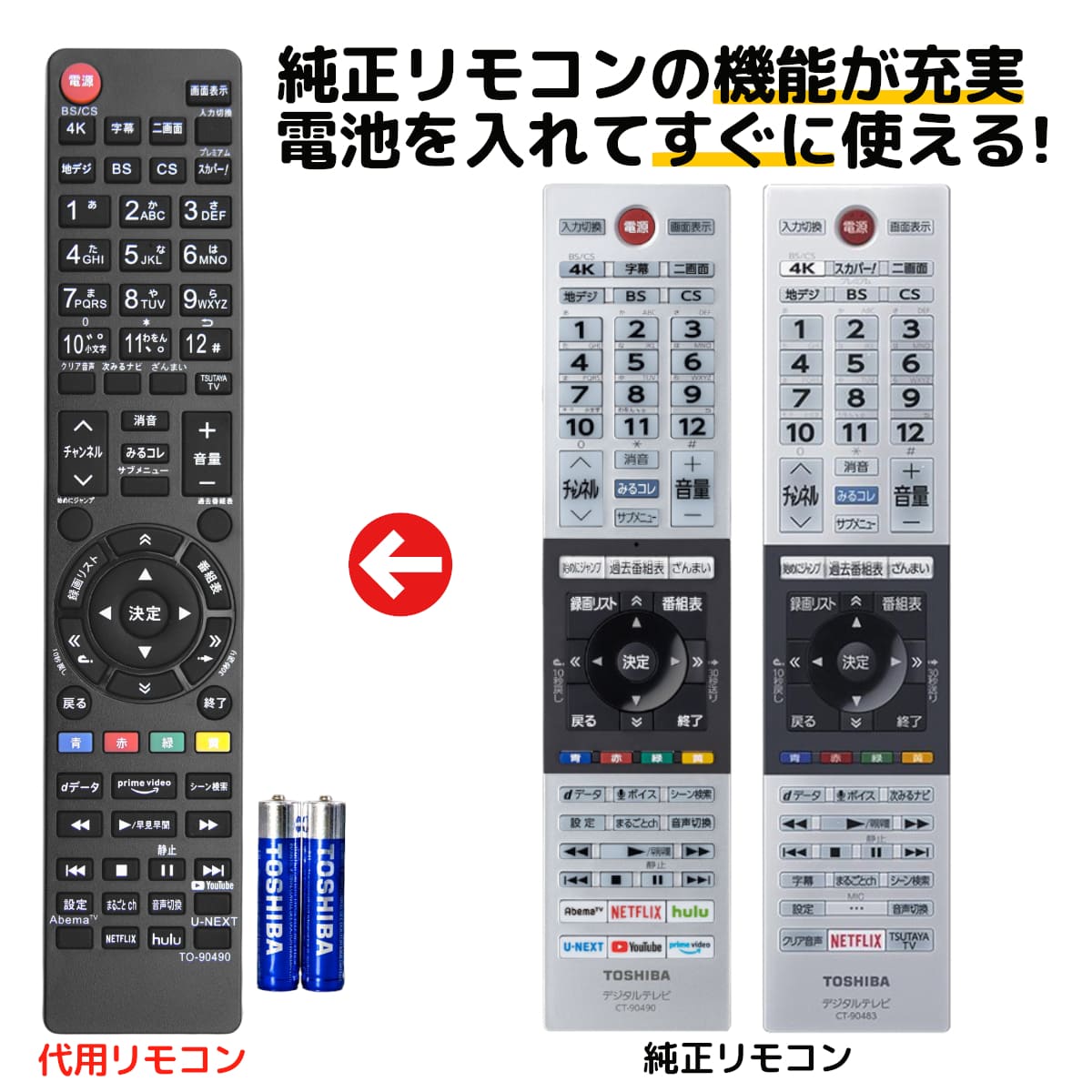 楽天市場】東芝 レグザ テレビ リモコン CT-90470 CT-90489 43J20X
