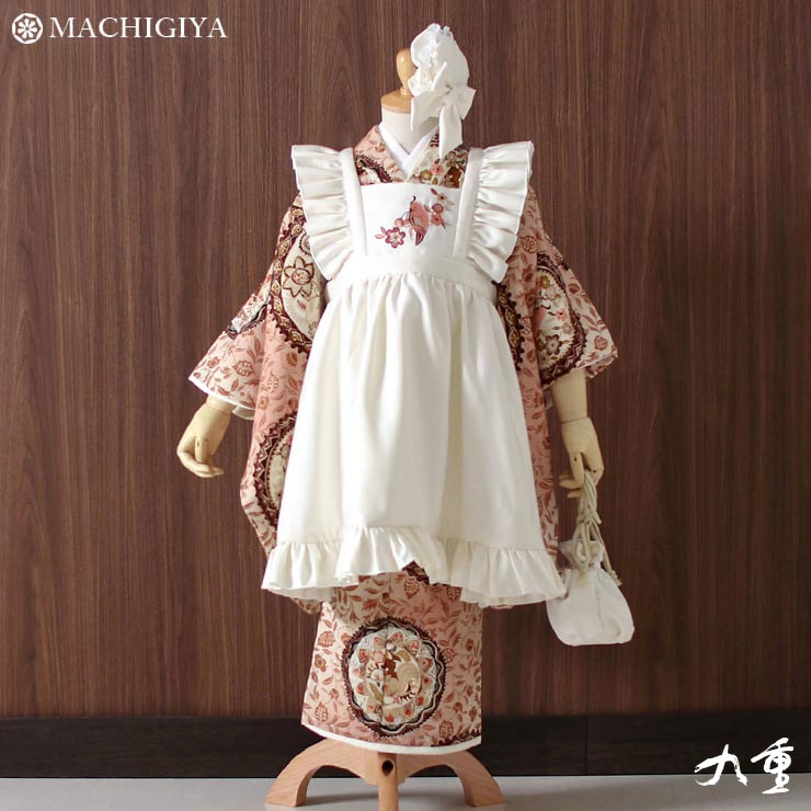 楽天市場】【レンタル】七五三 3歳 女の子 九重 着物 エプロン ピンク
