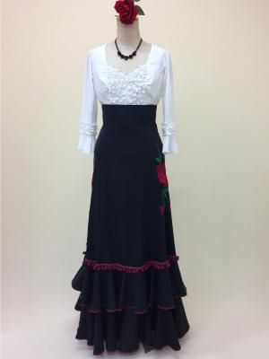 楽天市場】フラメンコ衣装 ボルドー/黒レースツーピース カーニャ