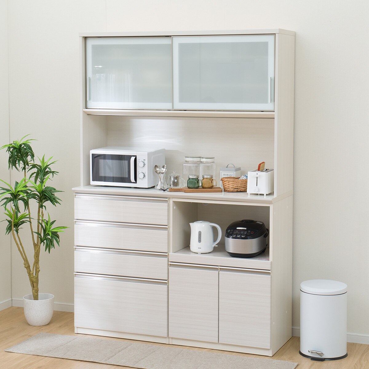 楽天市場】鏡面仕様のキッチンボード (幅159.5cm WH) ニトリ 【配送員