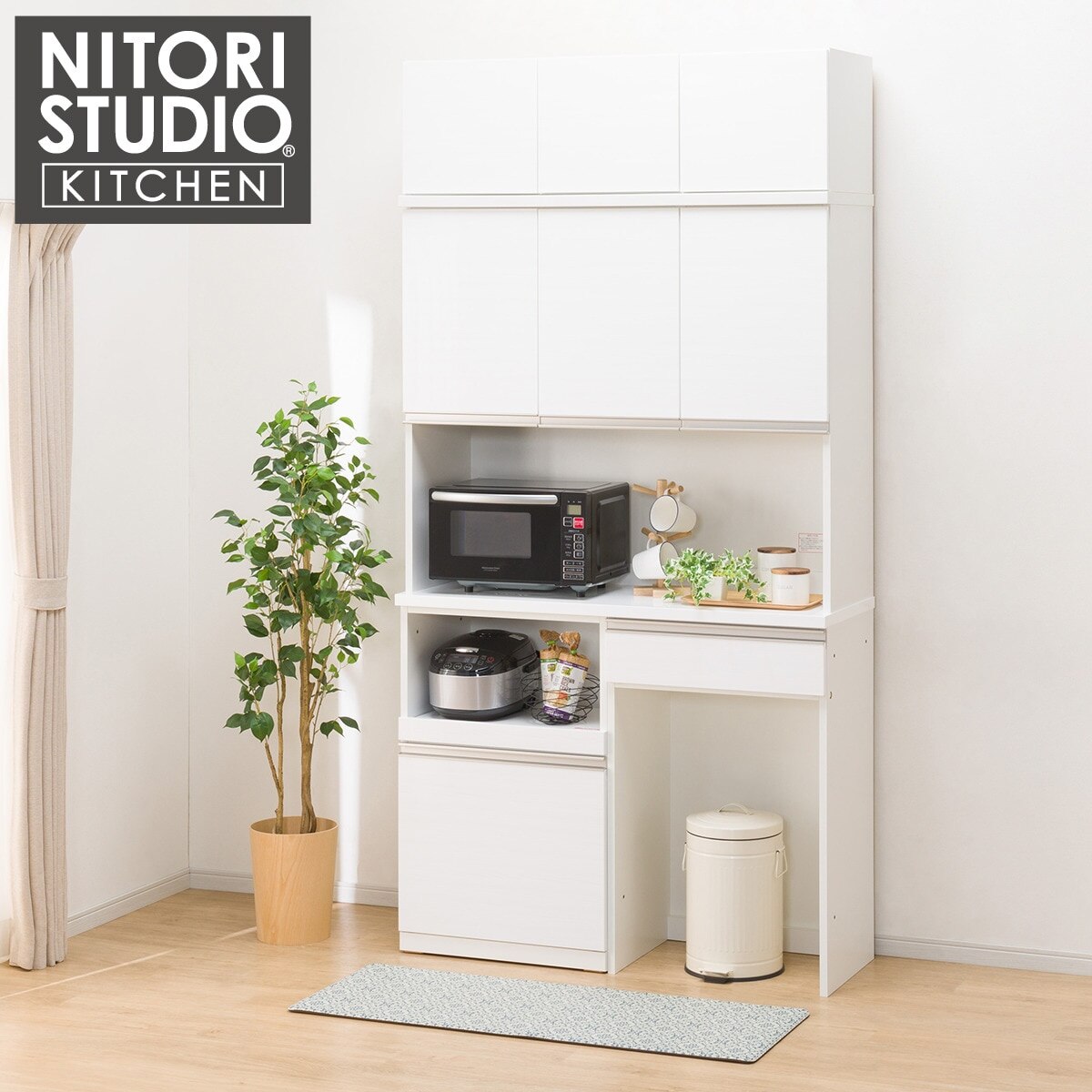 楽天市場】キッチンボード (上置き付き リガーレ100KBロータイプ WH