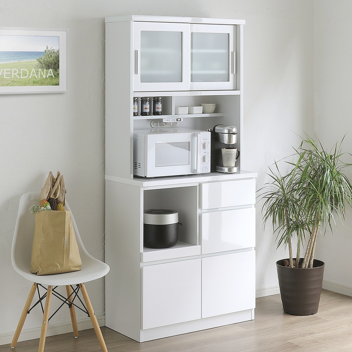 楽天市場】鏡面仕様のキッチンボード (幅80cm WH) ニトリ 【配送員設置