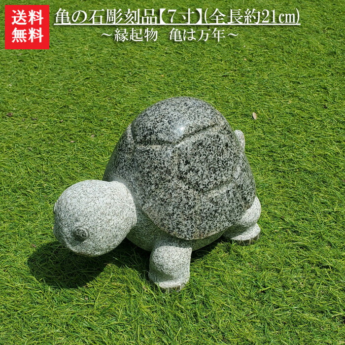 楽天市場】【送料無料】石の亀粗彫り「亀は万年」【亀の置物】【石の