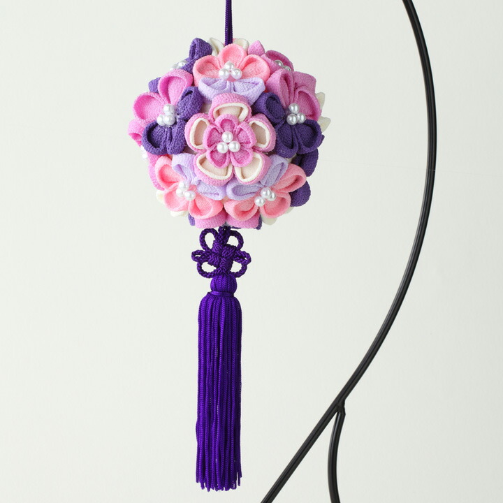 楽天市場】つまみ細工 花てまり ピンク | クラフト 和調手芸 下げもの