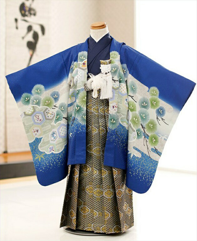 楽天市場】七五三 男の子 着物 レンタル d5204「光」ブランド 青地熨斗