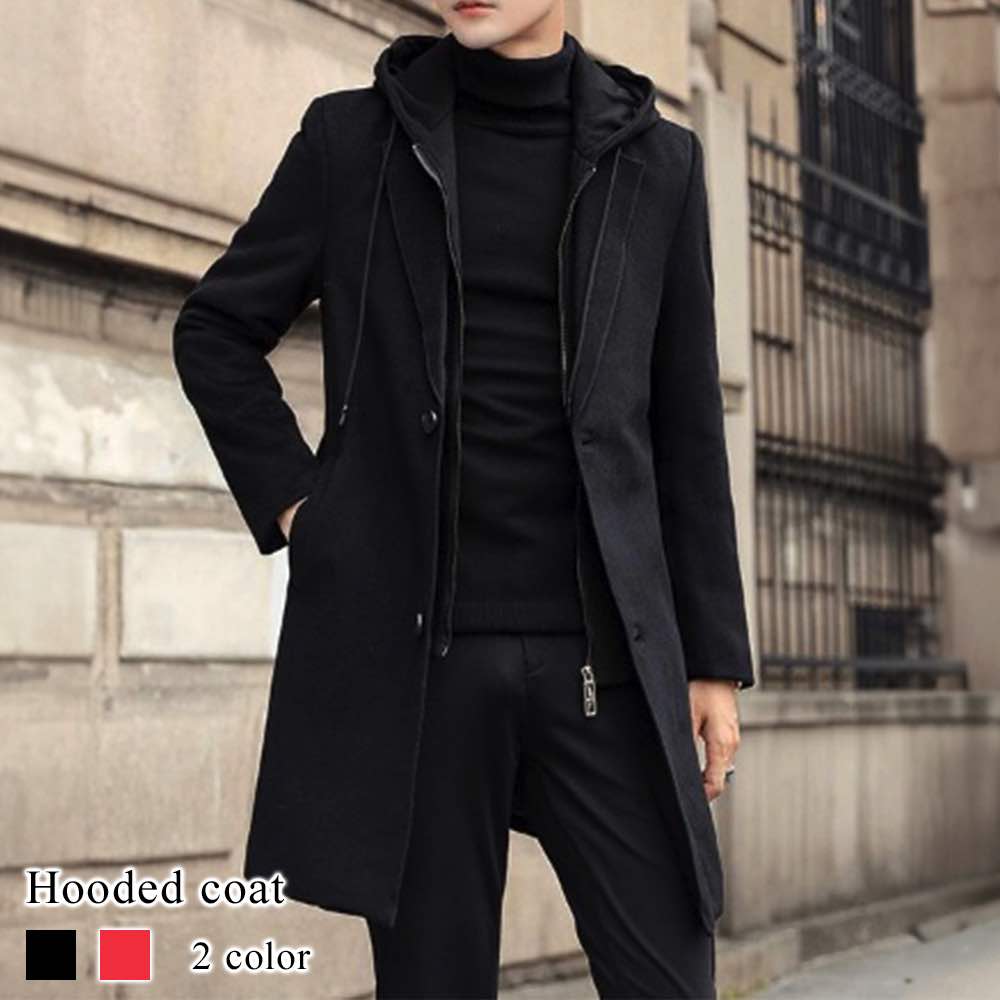 楽天市場】チェスターコート メンズ フード付きコート ショート グレン