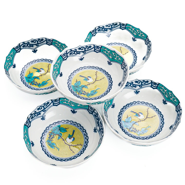 楽天市場】九谷焼 6号皿揃 吉田屋風桃に鳥/青郊窯＜送料無料＞和食器