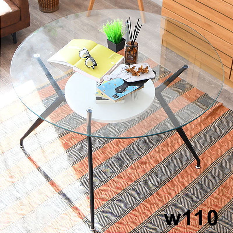 楽天市場】ダイニングテーブル 丸 ガラス 110センチ 収納付き 丸