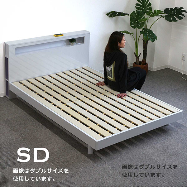 楽天市場】シングルベッド フレーム 宮付き 鏡面 白 すのこベッド