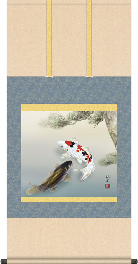 楽天市場】【掛軸】 金彩昇鯉 鯉のぼり軸 【A4022】【メーカー直送品