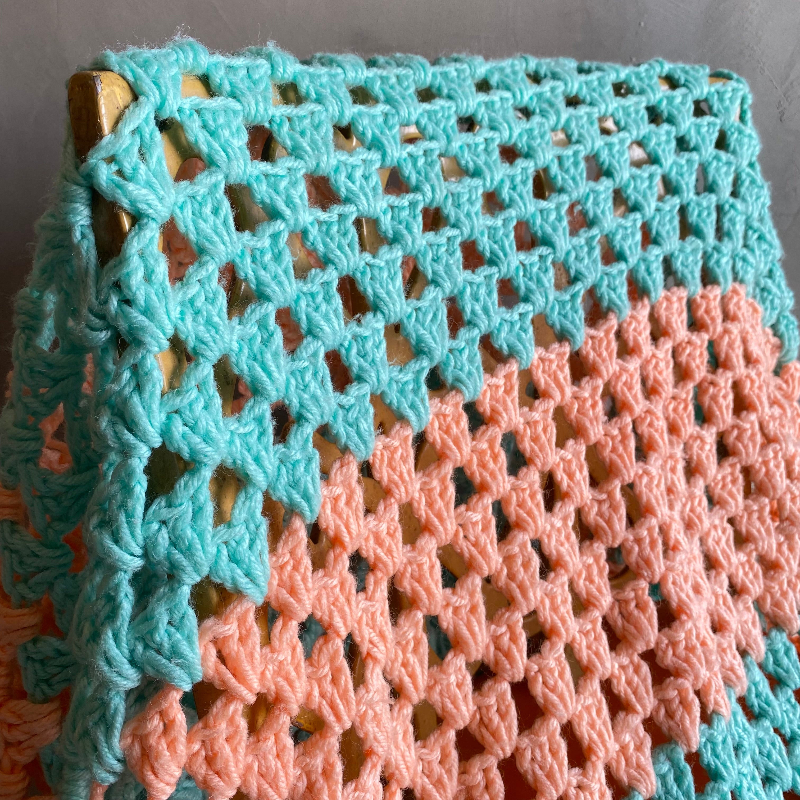 1970s USA vintage】グラニーブランケット クロシェ パステルカラー