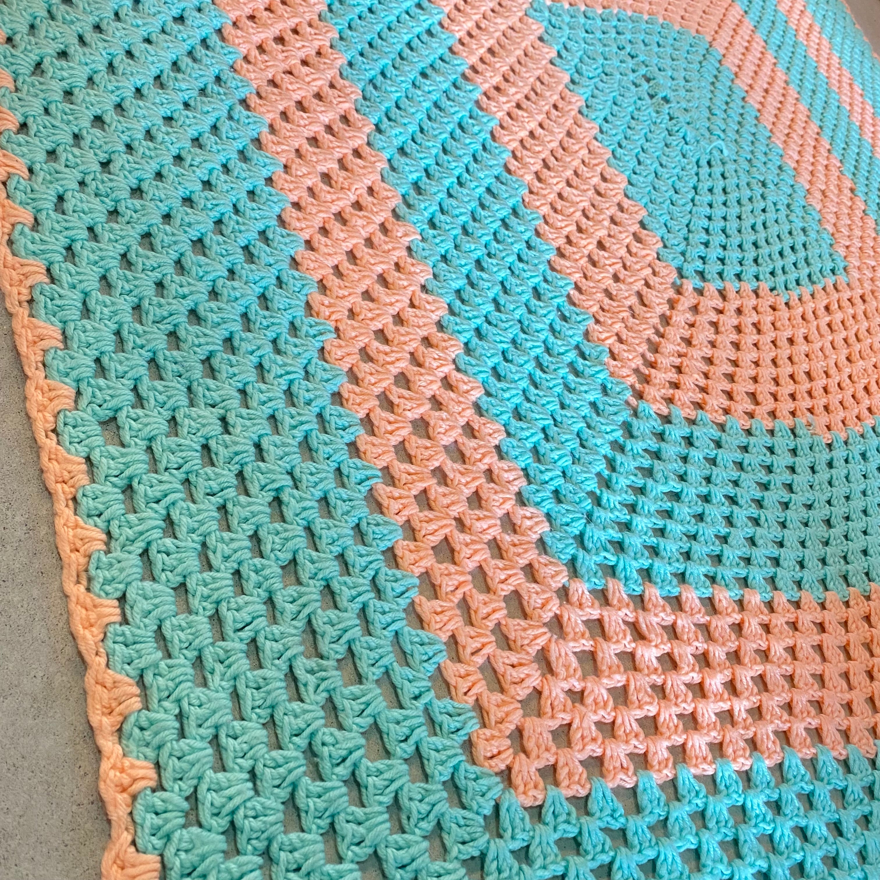 1970s USA vintage】グラニーブランケット クロシェ パステルカラー