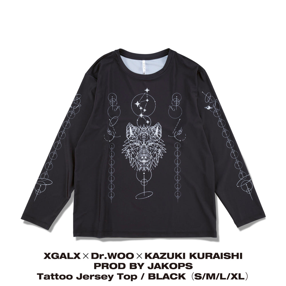XGALX×Dr.WOO×KAZUKI KURAISHI PROD BY JAKOPS Tattoo Jersey Top