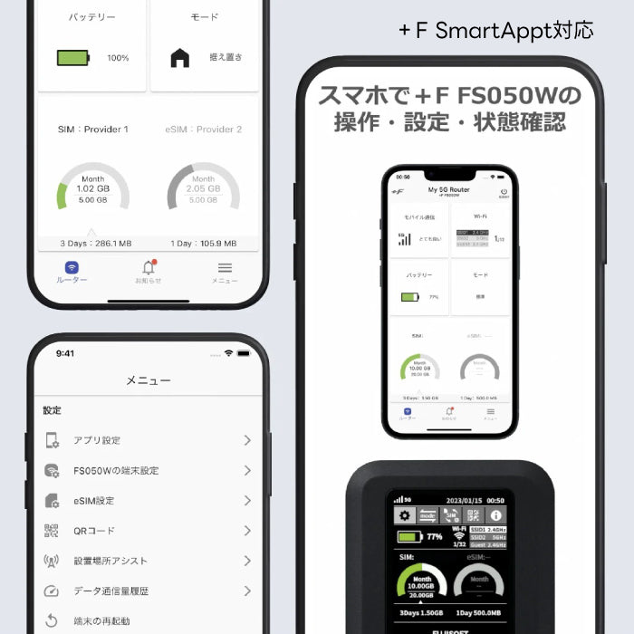 富士ソフト +F FS050W モバイルルーター 正規代理店ガイアース限定特典