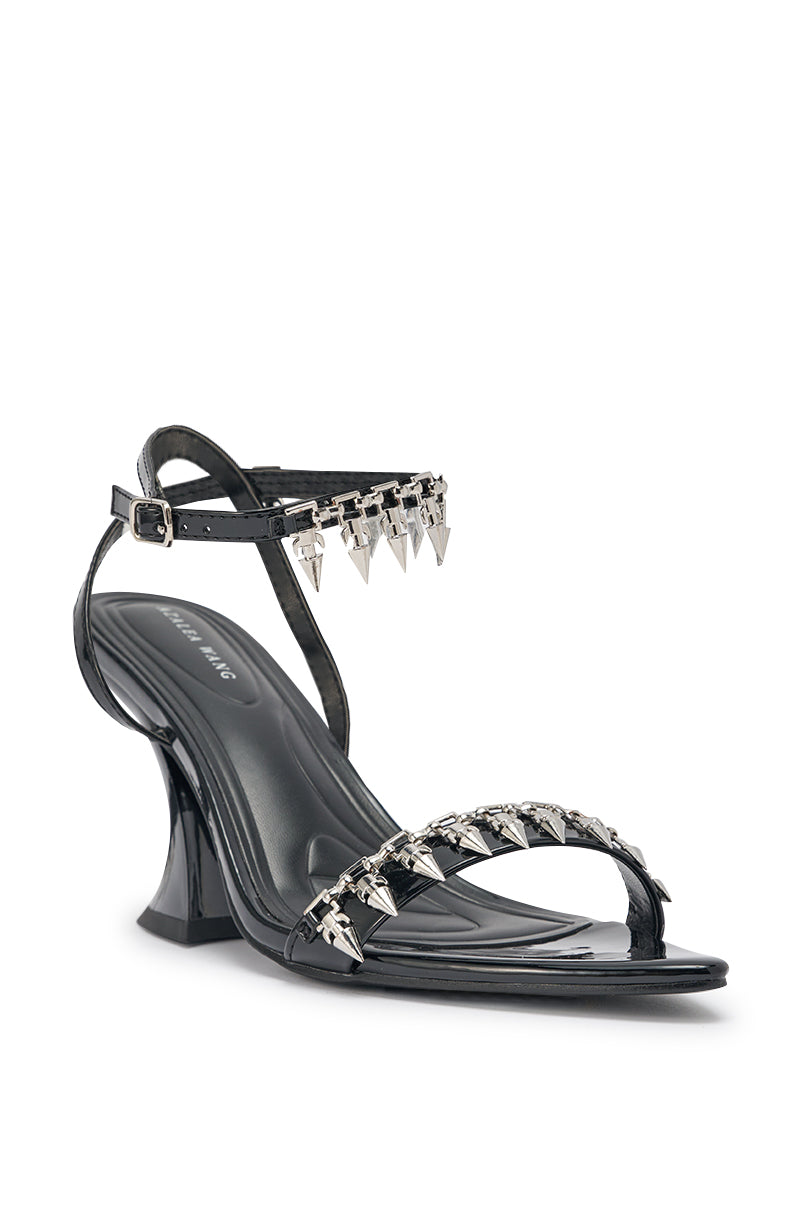 AKIRA GOLD DEMISE SILVER HARDWARE EMBELLISHED CHUNKY STRAPPY SANDAL