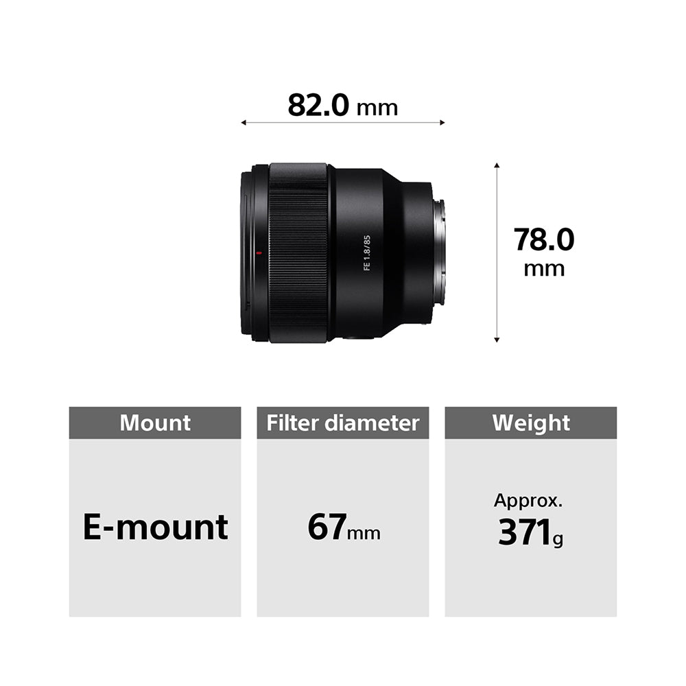 Sony FE 85mm F1.8 (SEL85F18) E-Mount Full-Frame, Mid-telephoto Prime L