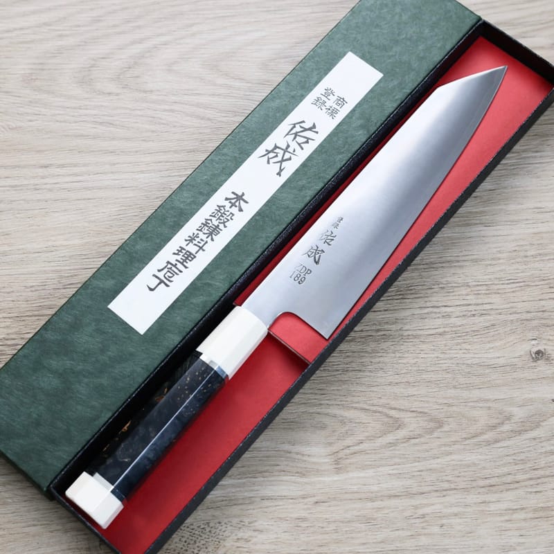 佑成切付牛刀210mm ZDP189粉末HSS鋼/穩定木柄