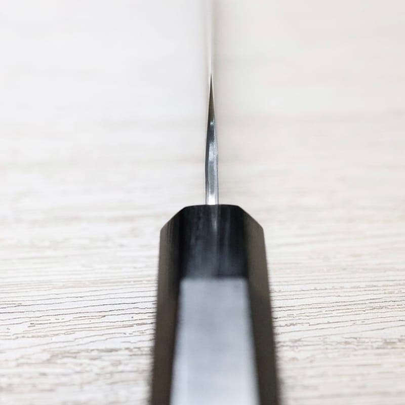 二唐刃物切付筋引255mm 紙超級鋼柳葉鎚目