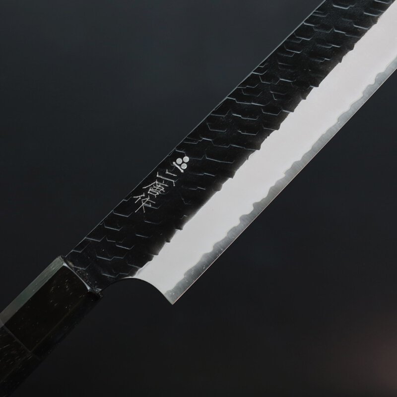 二唐刃物切付筋引255mm SG2 黑打鎚目