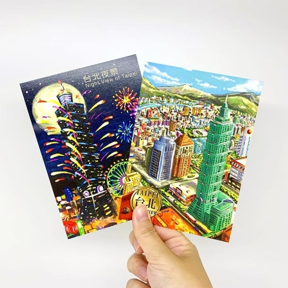 SINGEZIH】イラストポストカード（台北101 昼／台北101 夜）|來好 台湾