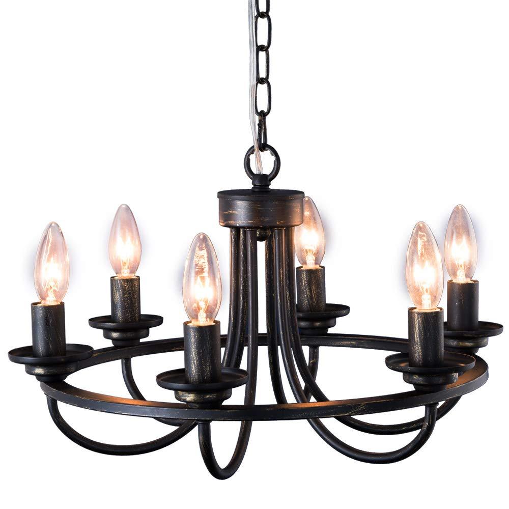 アイアンシャンデリア 6灯 別売りでリモコン付き LED 男前インテリア