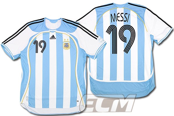 激レア】アルゼンチン代表 ホーム 半袖 19番メッシ【2005-07/ワールド