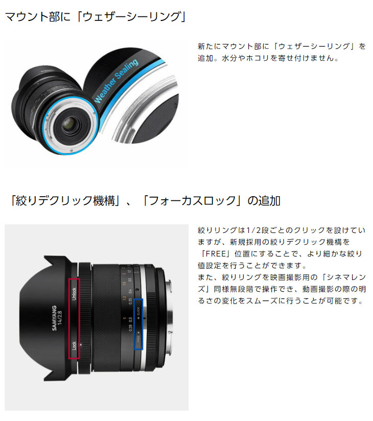 SAMYANG サムヤン MF 14mm F2.8 MK2 ソニーEマウント 広角単焦点レンズ