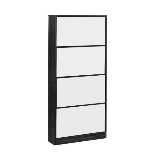 4段 鏡付きタイプ】シューズラック 薄型 下駄箱 スリム ミラー 全身鏡