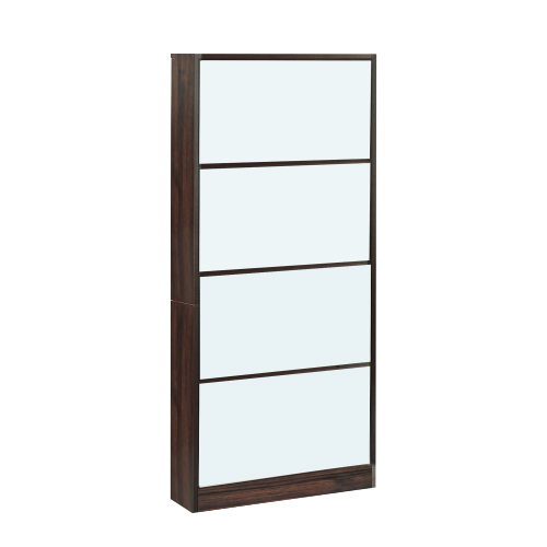 4段 鏡付きタイプ】シューズラック 薄型 下駄箱 スリム ミラー 全身鏡