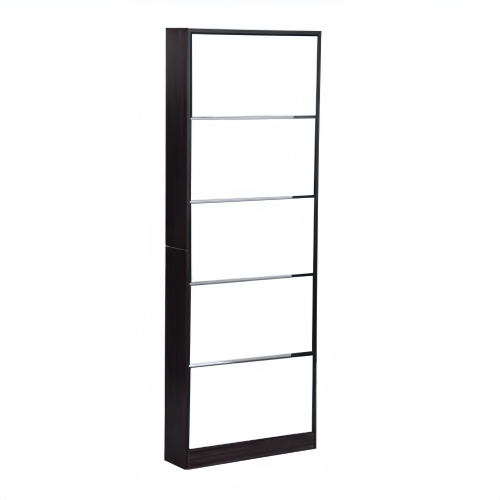 5段 鏡付きタイプ】シューズラック 薄型 下駄箱 スリム ミラー 全身鏡