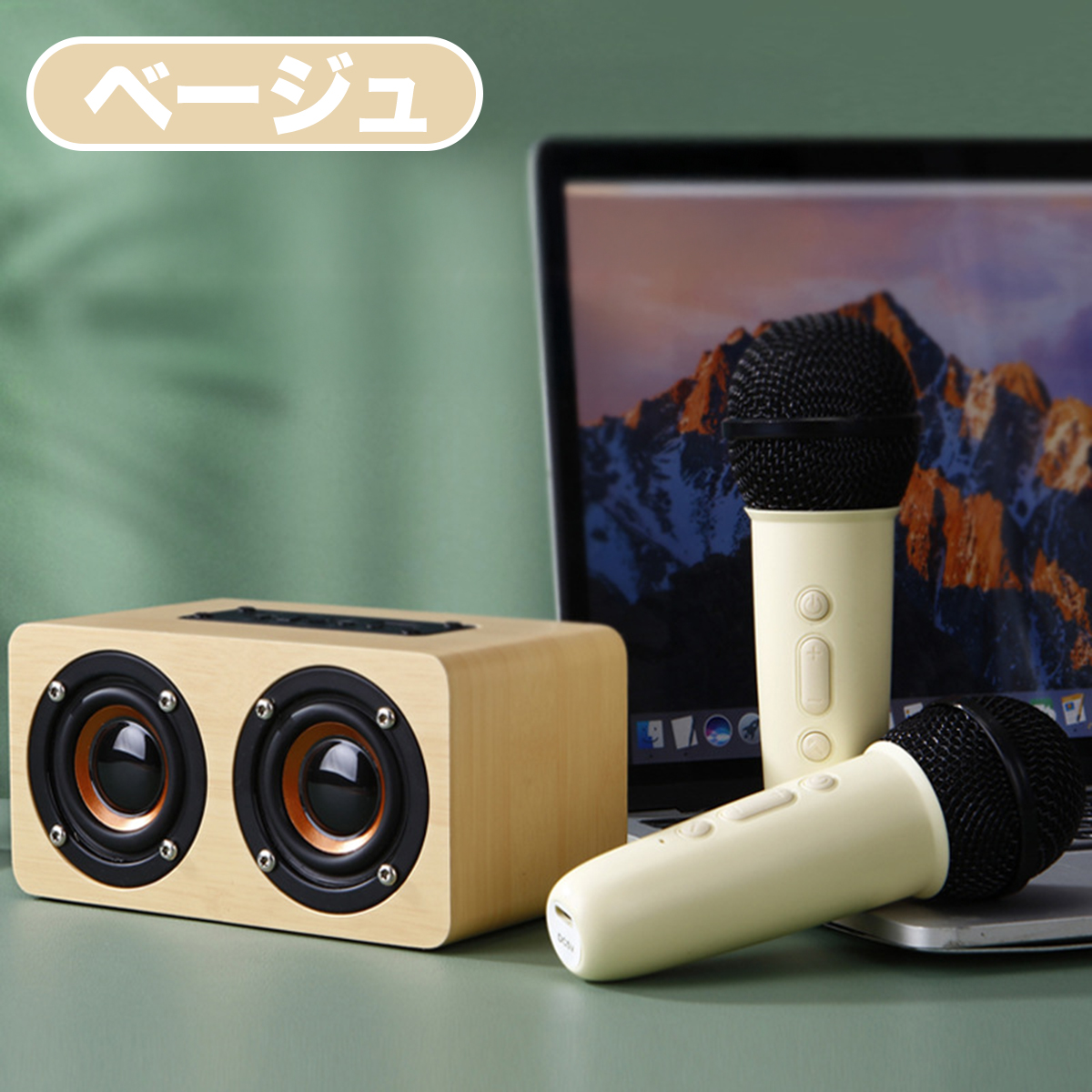 カラオケセット Bluetooth スピーカー マイク2本付き コードレス 家庭