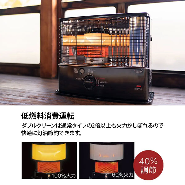 トヨトミ 石油ストーブ ダブルクリーン HRC-W3624(B) ブラック ｜ 暖房