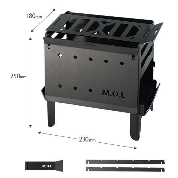 M.O.L 焚き火台S＋グリル台＋ロストル付きセット MOL-X202 ｜ すべて