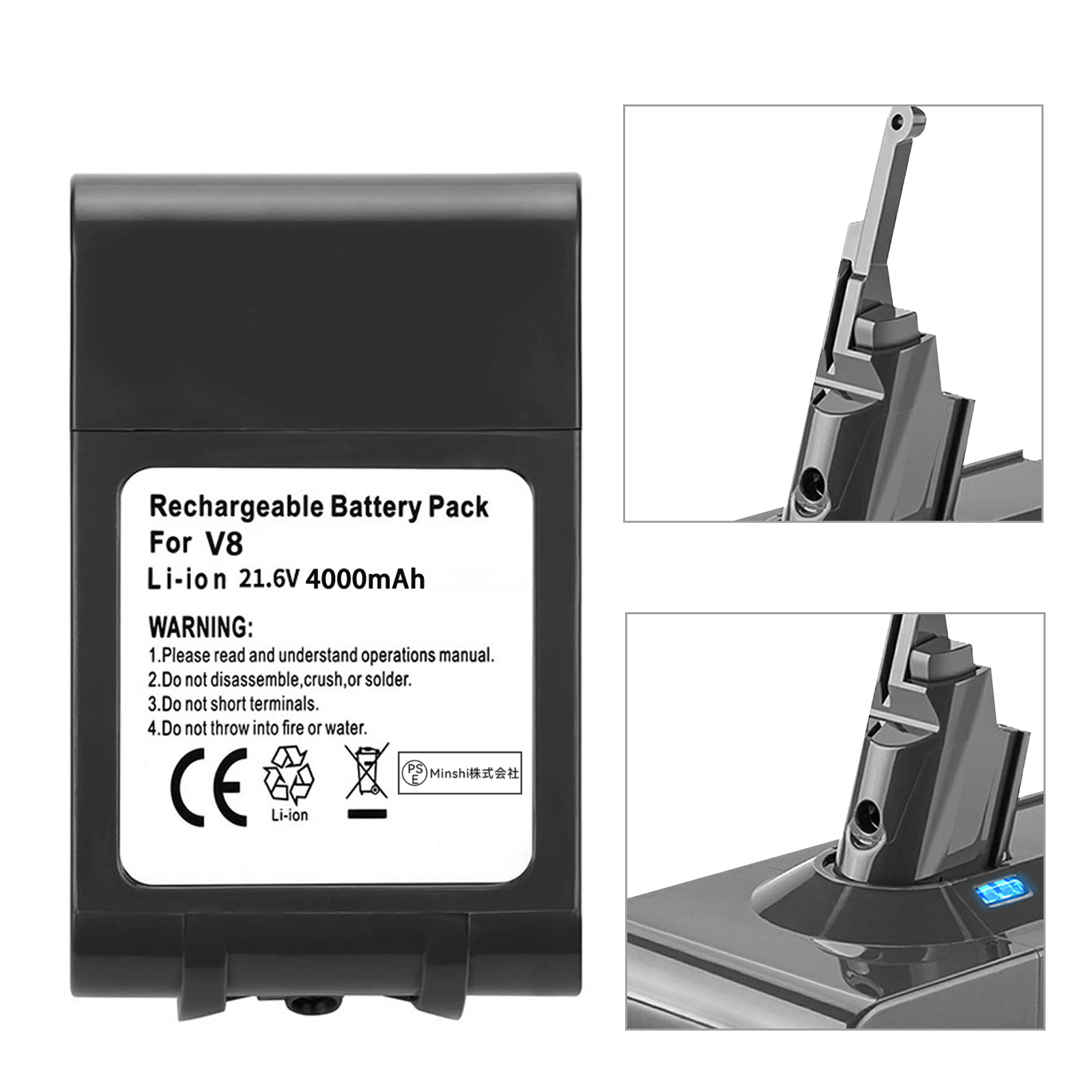 v8 ダイソン 215681 バッテリー 4000mAh 掃除機 互換 充電池 dyson