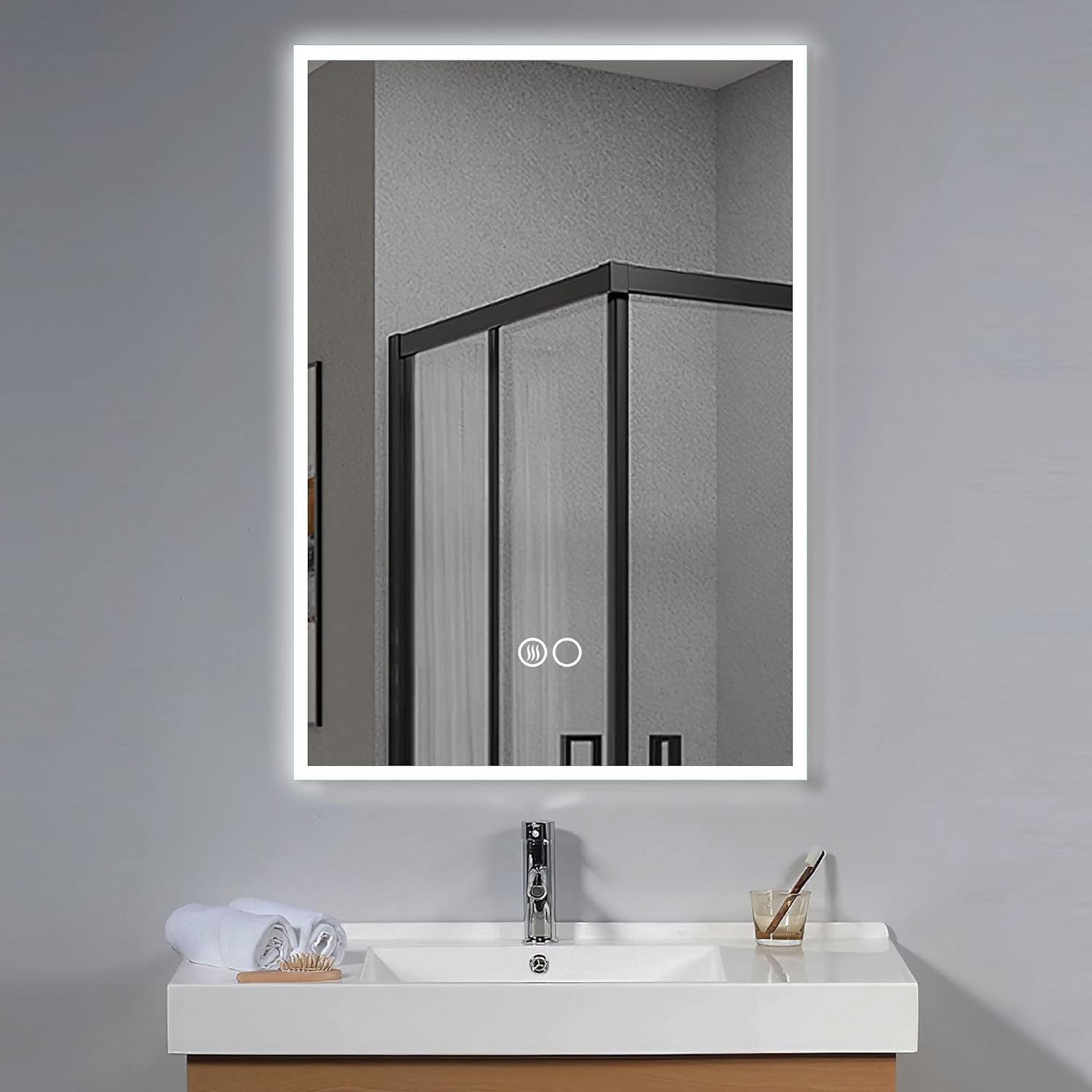 ミルオ君の鏡工房 壁掛けミラー LEDミラー 縦型 40-60cm 調節可能