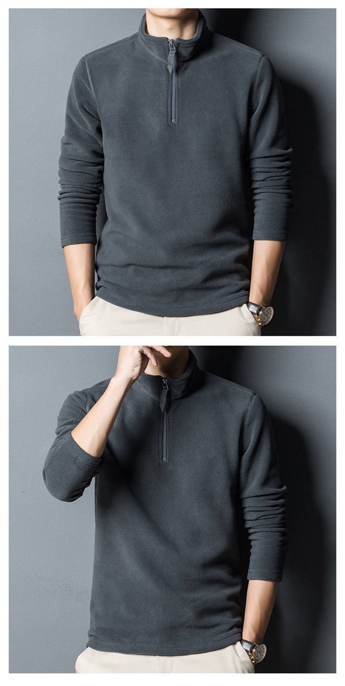 フリース Tシャツ メンズ ゴルフ モックネック ハーフジップ 長袖T