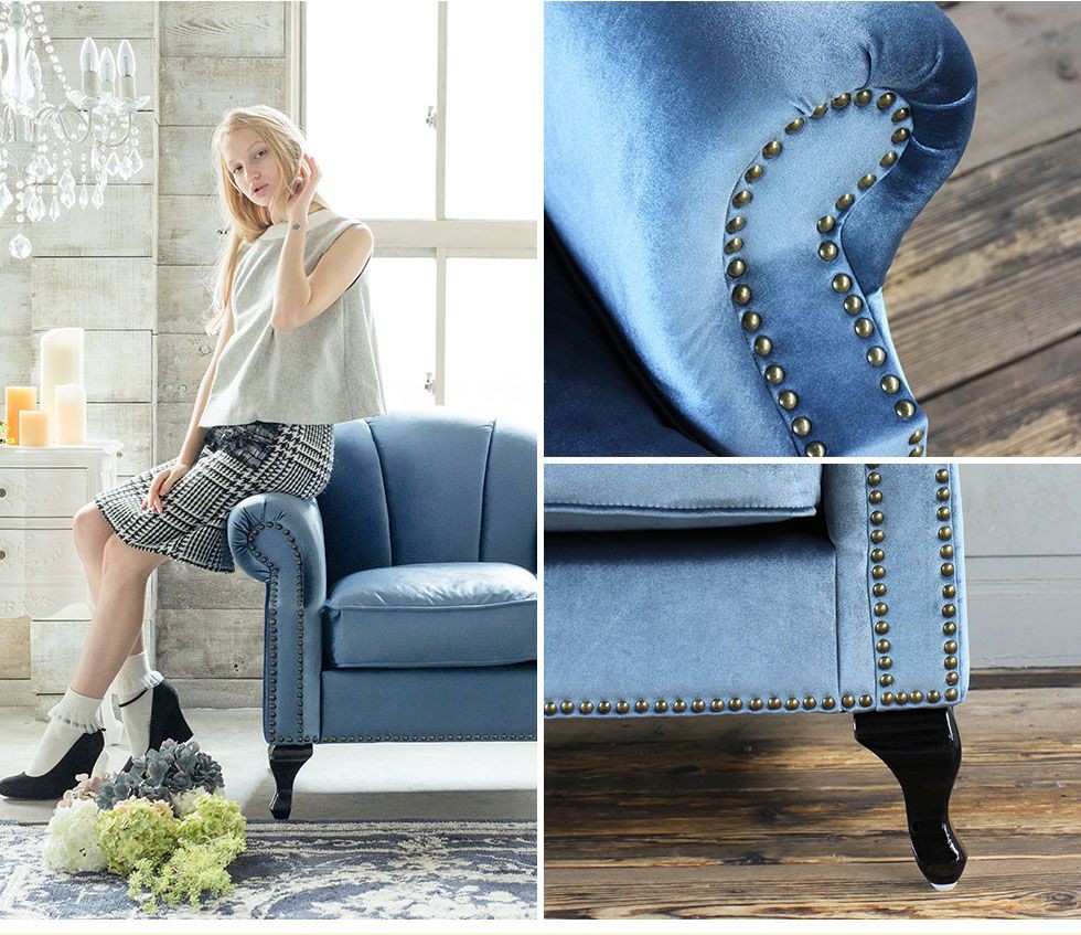 ソファ 1人掛け アンティーク シェル モダン PUレザー ベルベット