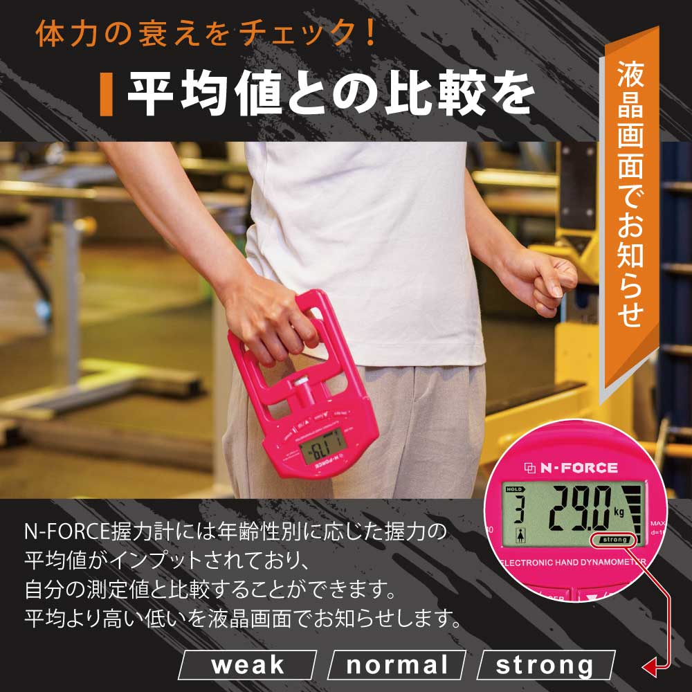 N-FORCE（エヌフォース） 握力計 握力測定 デジタル握力計 保証書付