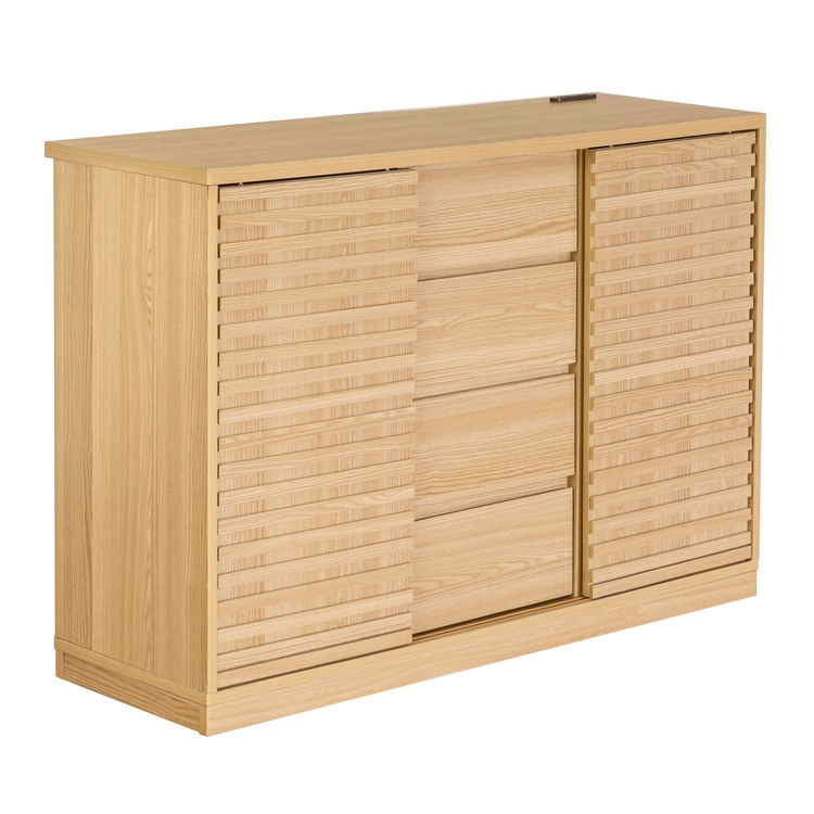 チェスト 120cm幅 キャスター コンセント 2口 キャビネット 食器棚