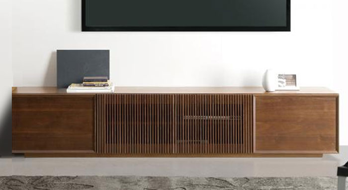 85型の大型テレビ対応のウォールナット材の質感ある質感ある211cm幅