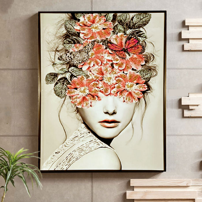 60×80cmフレーム付おしやれでモダンなアートパネル・水晶絵、クリスタル