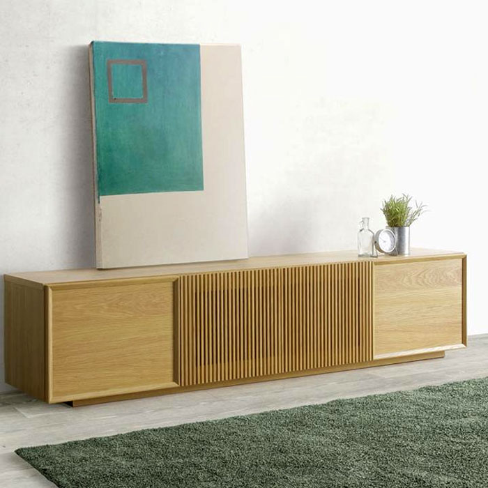 75型の大型テレビ対応の明るいオーク材の質感ある質感ある181cm